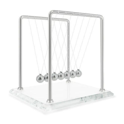 Newtons Cradle Pendulum with 7 Balls Balance Ball 60+ Sec Swingtime Glass Base Science Physics Gadget for Home and Office
